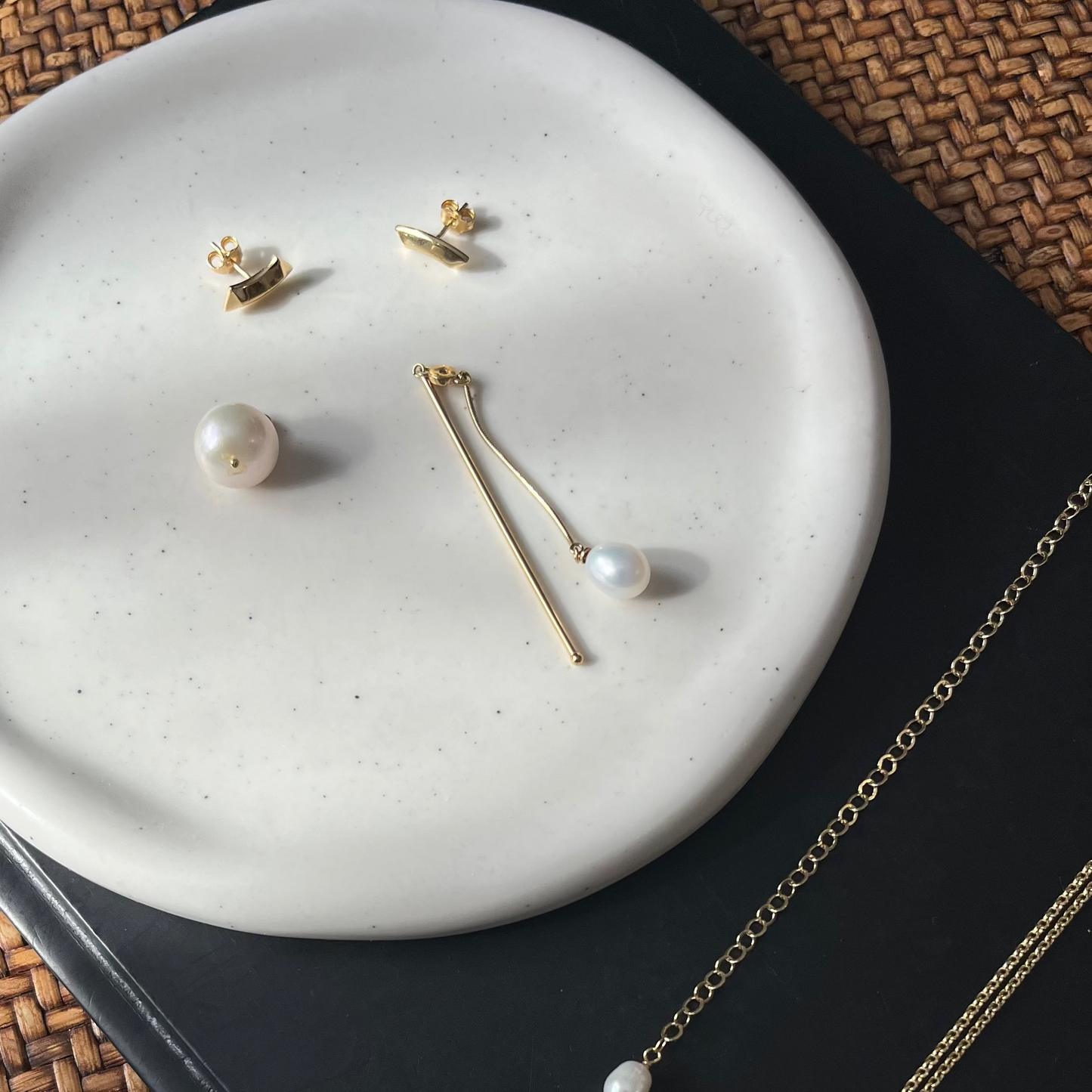 Gioielli argento 925 placcati oro 18k e perle. Gioielli modulari.